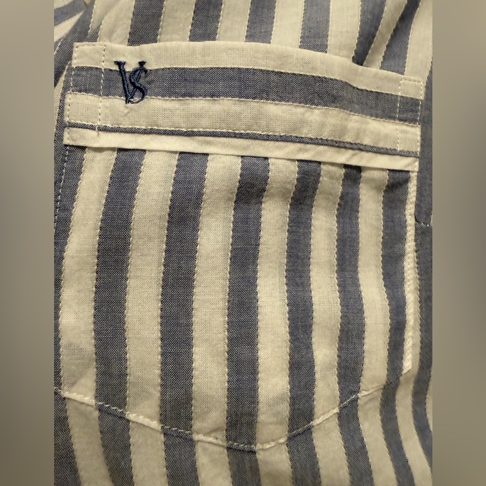 VICTORIA'S SECRET WHITE BLUE STRIPED COTTON BUTTON -DOWN SLEEPSHIRT - Picture 6 of 10